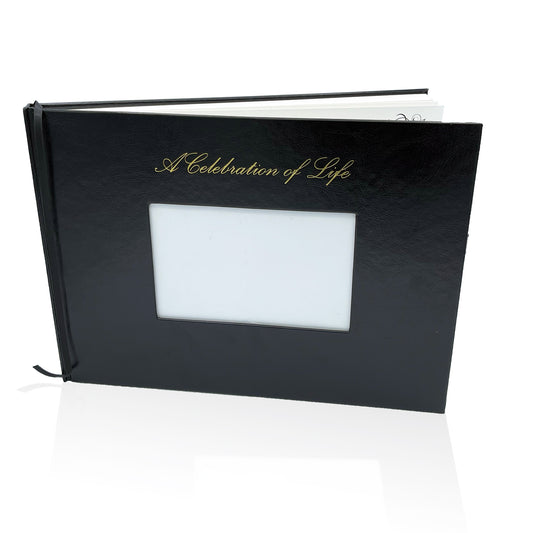 LIFETOO Leather Hardcover Celebration of Life Funeral Guest Book