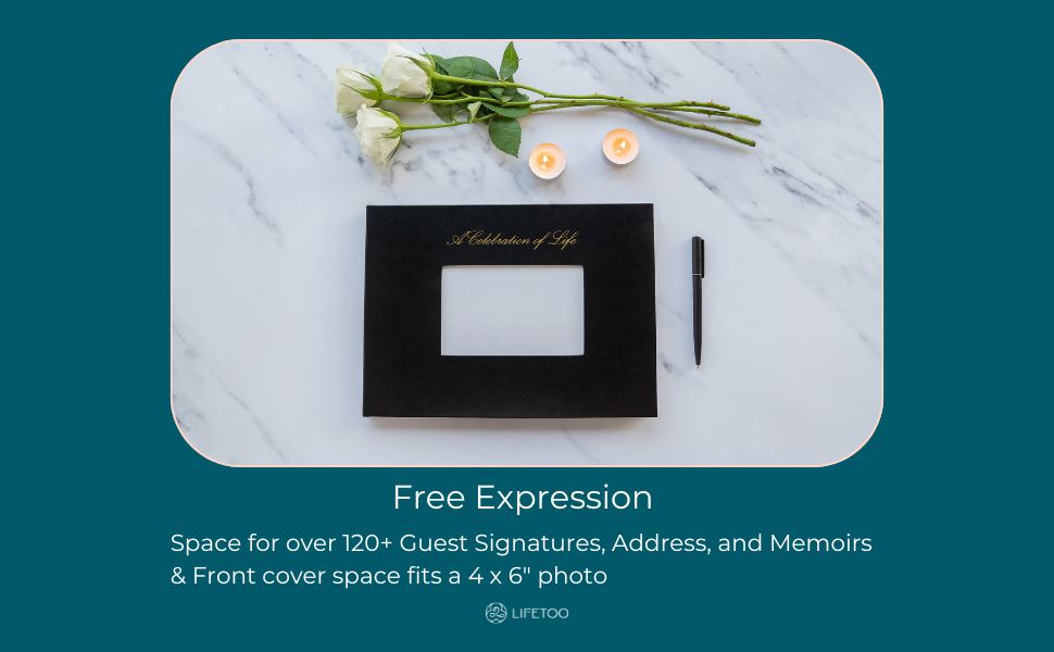 LIFETOO Leather Hardcover Celebration of Life Funeral Guest Book