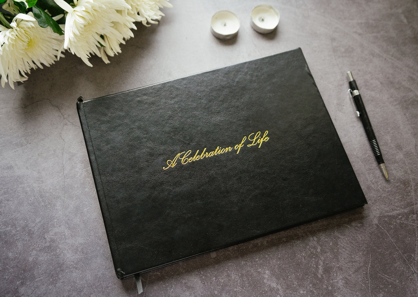 LIFETOO Leather Hardcover Celebration of Life Funeral Guest Book